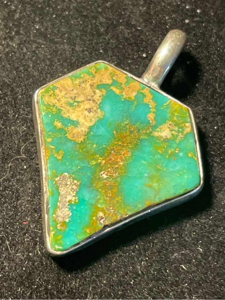 Vintage Annie Cowboy Navajo Sterling Silver Turquoise Pendant. Native American